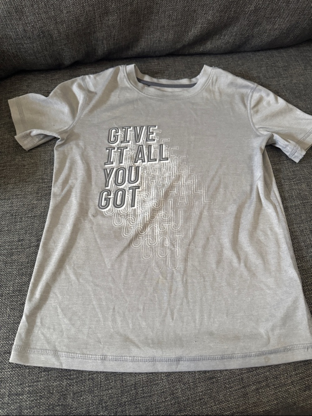 Grey Graphic Crew Neck Boy’s Shirt - Give It All You Got